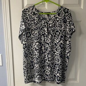 Ann Taylor Factory navy and White Floral Blouse